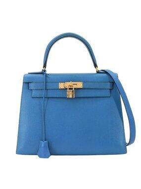 Hermes Kelly 28 2-Way Bag Courchevel Epsom Blue French